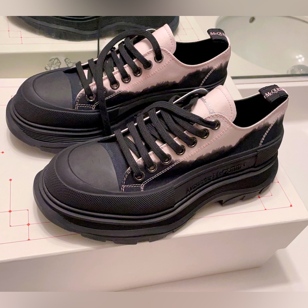 Alexander Mcqueen Black & Pink Dipped Tread Slick Sneakers
